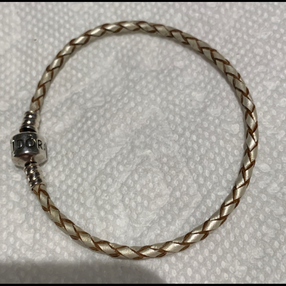 Pandora Leather Rope Bracelet 8” in Ivory